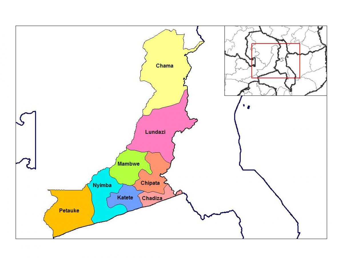نقشه استان شرقی زامبیا