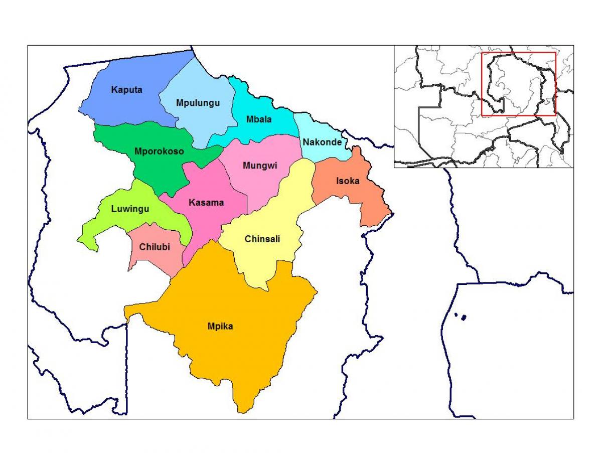 نقشه استان های شمالی زامبیا