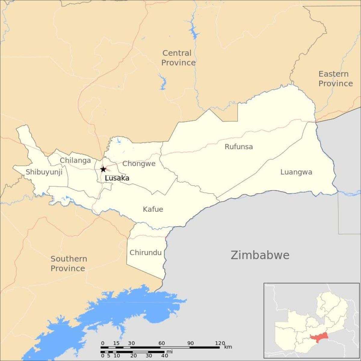 نقشه از لوساکا زامبیا