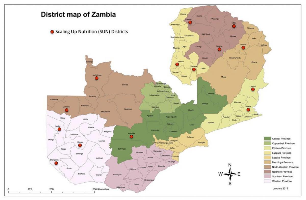 زامبیا ولسوالی به روز رسانی نقشه